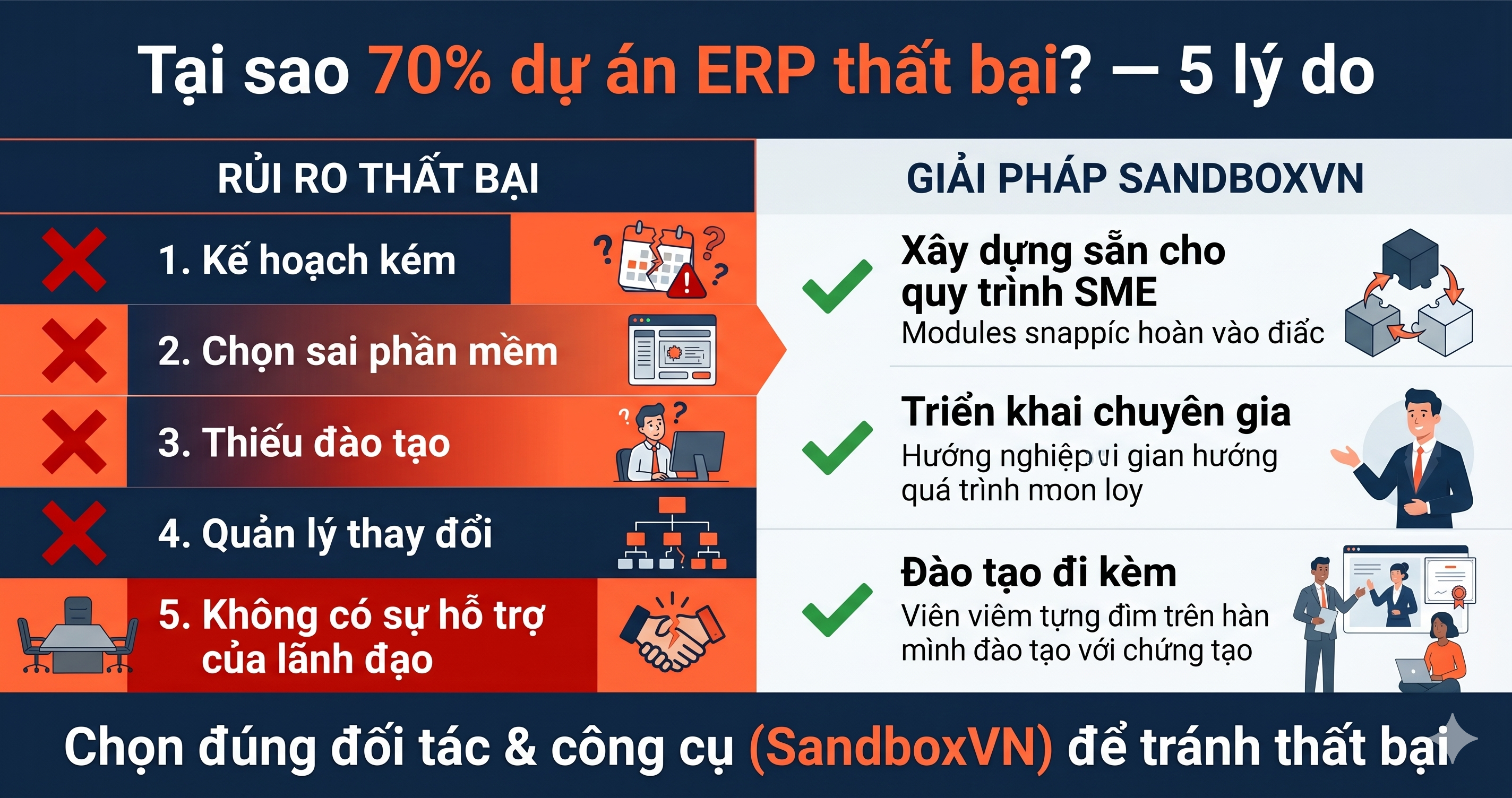 Tại sao 70% ERP thất bại — 5 lý do